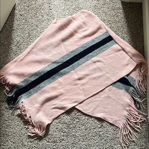 Pink Striped Fringe Scarf